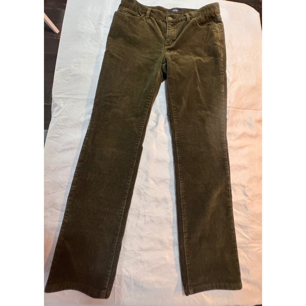 Chaps Womens Olive Green Corduroy Straight Leg Pants Size 4P Petite